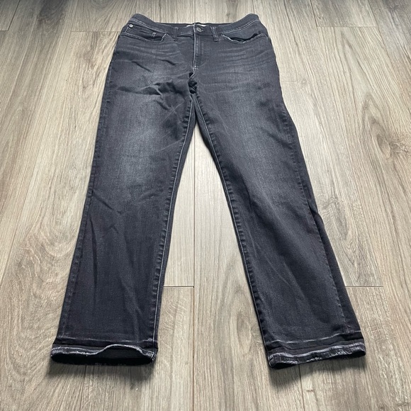 Madewell Denim - Madewell Womens Cruiser Straight Leg High Waisted Washed Black Denim Jeans